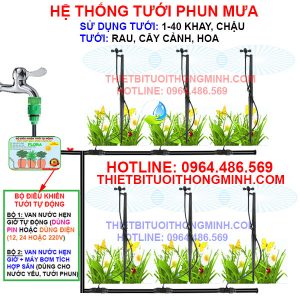 Hệ thống tưới phun mưa tưới rau tự động ống 10mm trên sân thượng, ban công