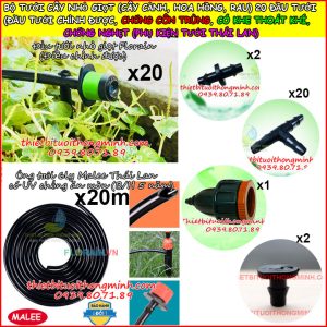 Bộ kit tưới hoa cây cảnh, khay rau cho 20 chậu đơn giản FLORA