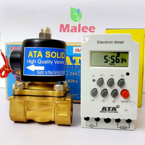 Bộ timer van điện từ phi 21 đóng mở tưới cây tự động ATA TĐ-03