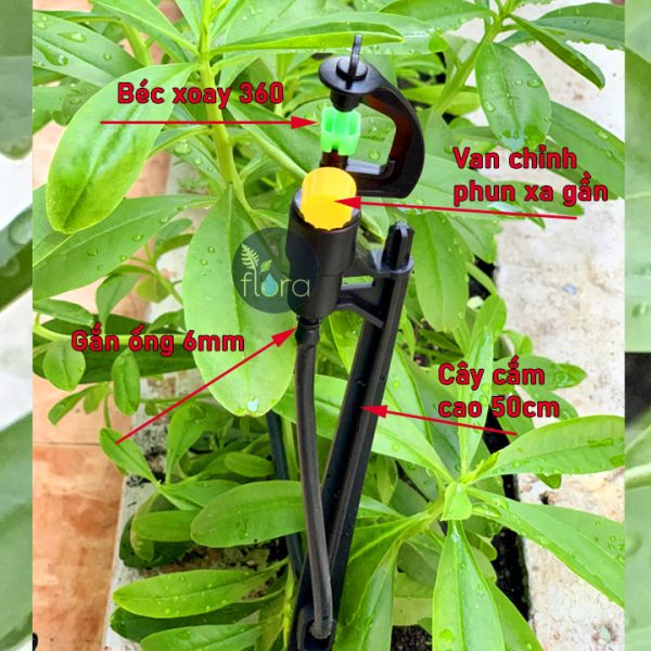 Đầu tưới phun mưa xoay 360 độ cắm gốc cao 50cm Florain